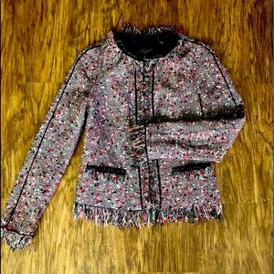 McGinn Women’s Tweed Boucle Fringe Jacket Sz 4